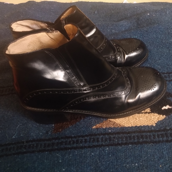 90s Y2K Clueless Oxford High Heel Boots Size 10 - Picture 5 of 8